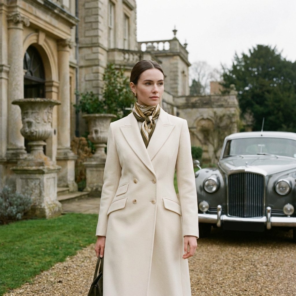 Woman in refined quiet luxury outfit featuring the season's old money style updates