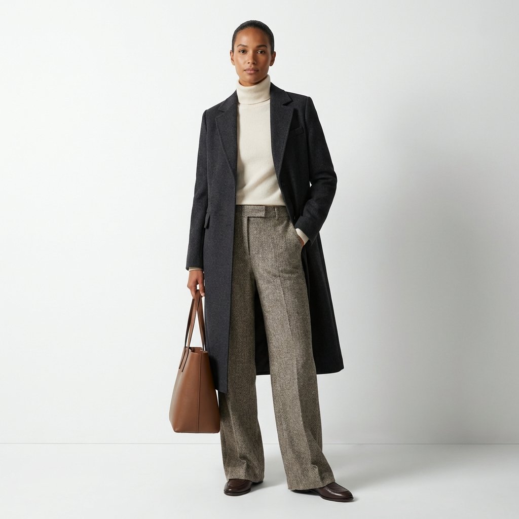 Stylish couple wearing coordinated autumn layers and neutral tones, showcasing classic fall fashion.
