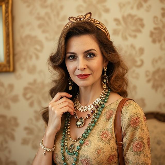 Close-up of heritage pearls, silk scarves, and quality leather goods demonstrating timeless elegance.