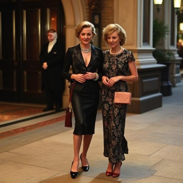 Woman in elegant ivory gown with pearl accessories, embodying timeless elegance evening style.