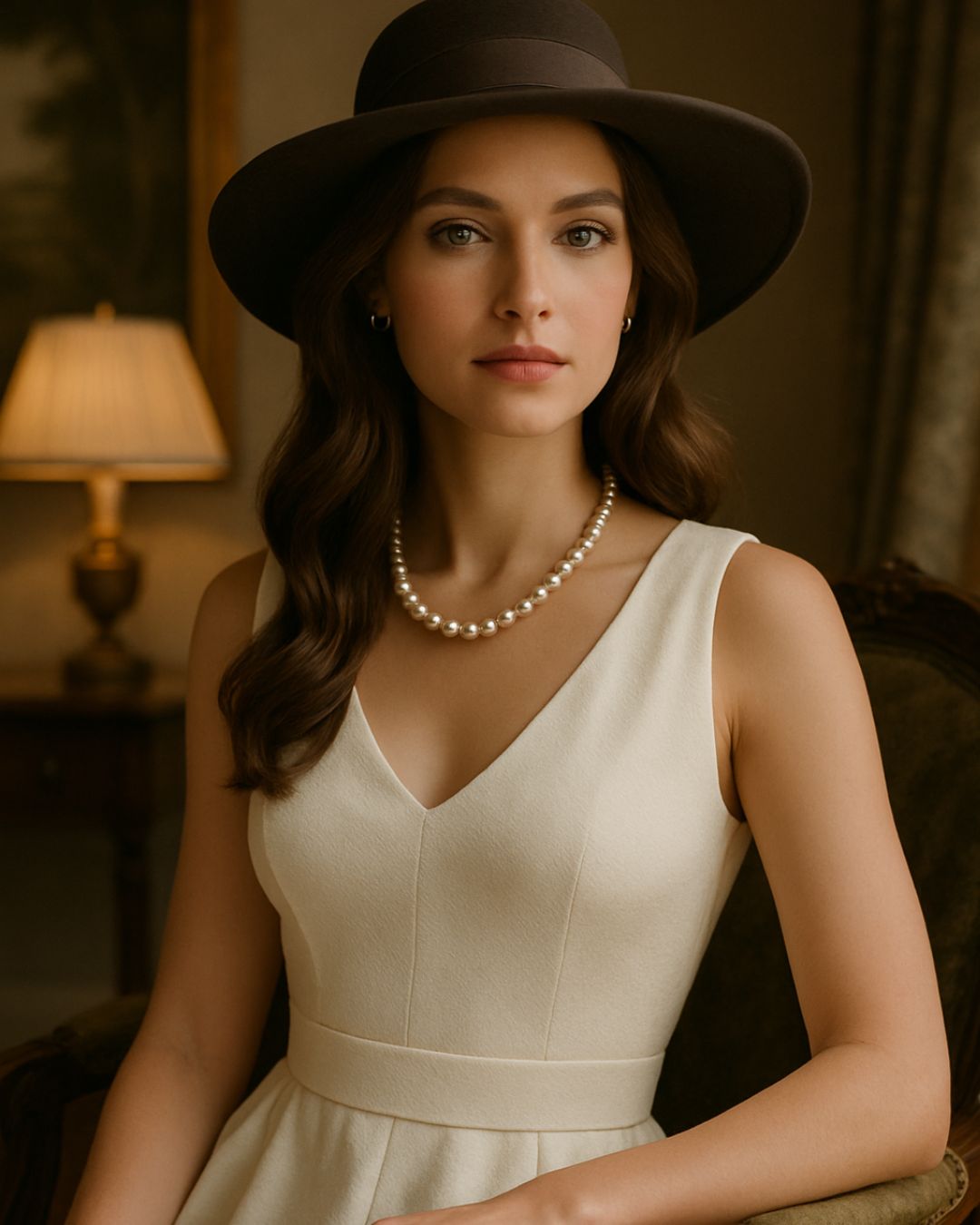 Woman in classic cream blazer and tailored trousers embodying timeless elegance and old money style.