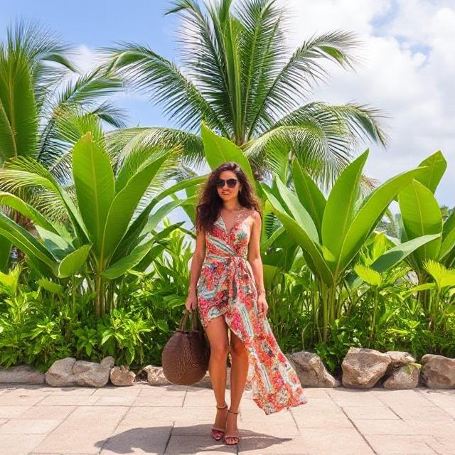 Woman in breathable linen and classic pieces, styling quiet luxury in warm Mediterranean climate.