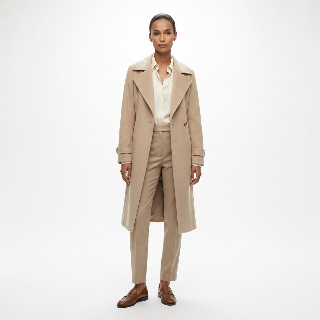 Woman reviewing classic style essentials in neutral colors