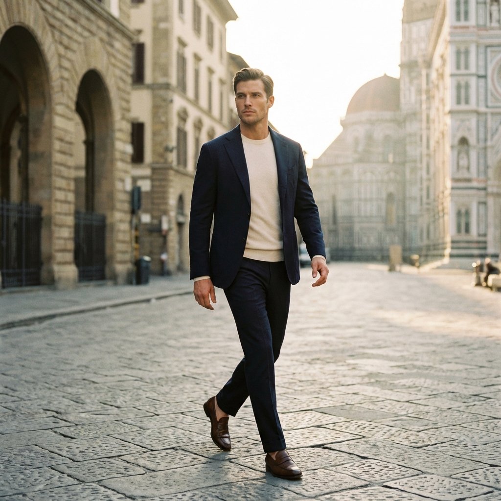 Professional woman in tailored blazer and silk blouse, representing classic quiet luxury workwear.