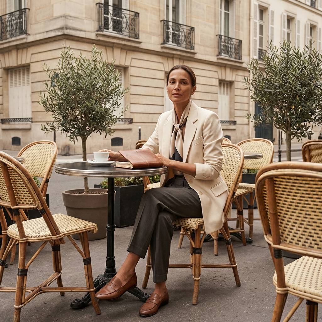 Woman layering affordable capsule wardrobe basics for effortless timeless elegance
