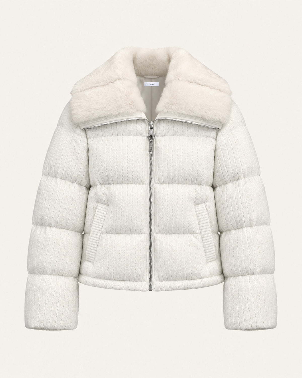 Diana Wool Knit Goose Down Jacket with Mink Collar