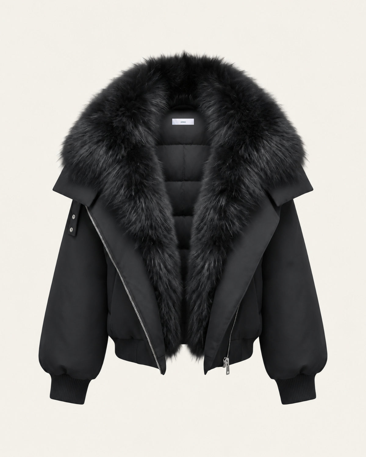 Down Jacket with Real Raccoon Fur Collar