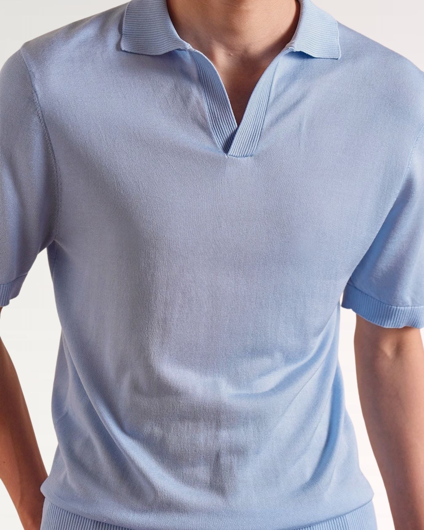 Madrid Thin Polo Mulberry Silk Slim Fit Light Blue