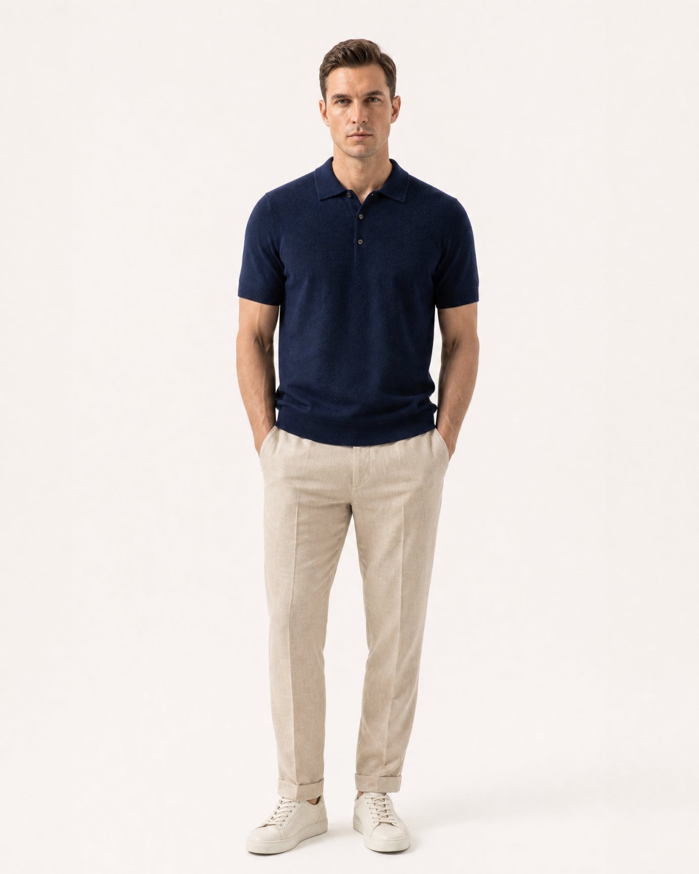 New York Cashmere Short-Sleeve Polo Shirt
