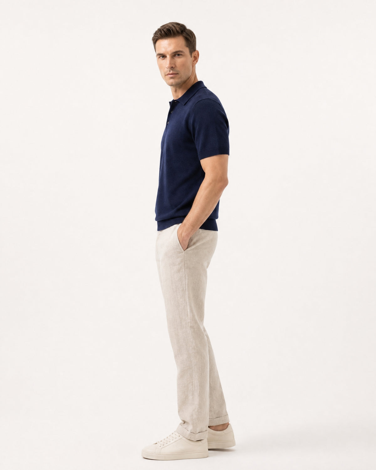 New York Cashmere Short-Sleeve Polo Shirt