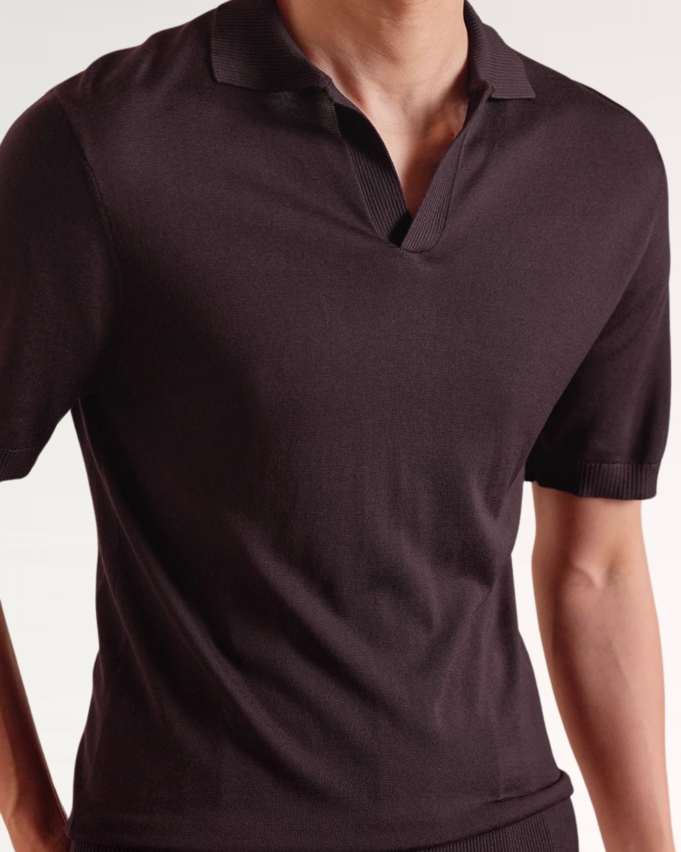 Madrid Thin Polo Mulberry Silk Slim Fit Brown