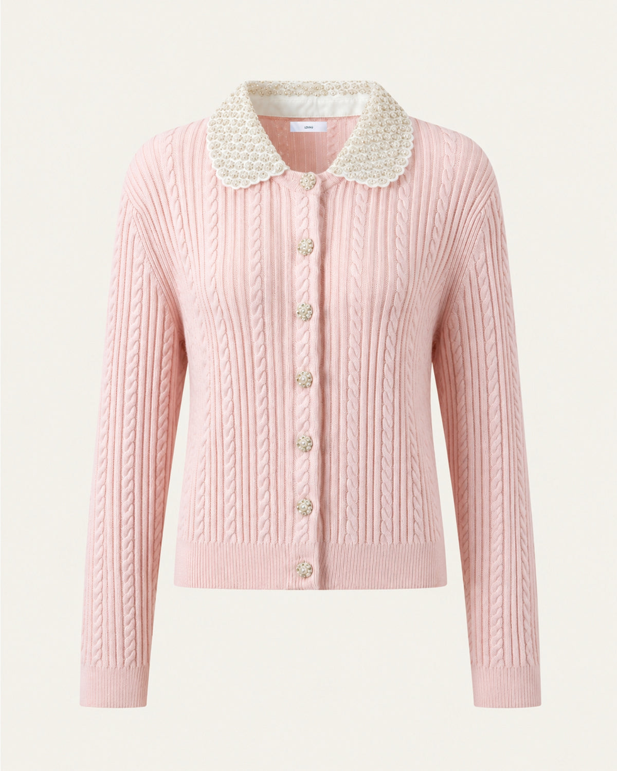 Strickjacke im französischen Stil mit Perlmuttknöpfen