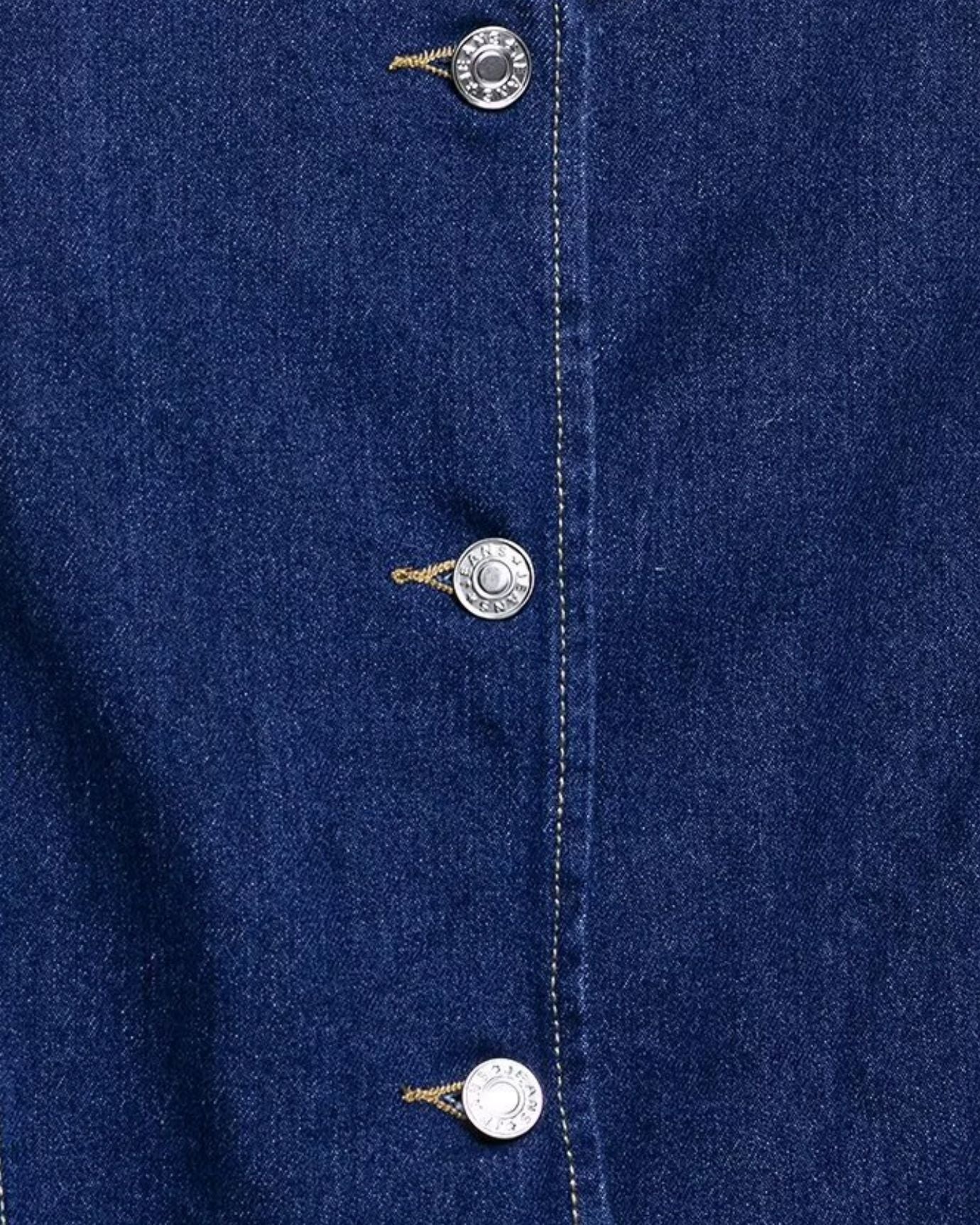 Vintage-inspired Toronto denim vest with metal buttons