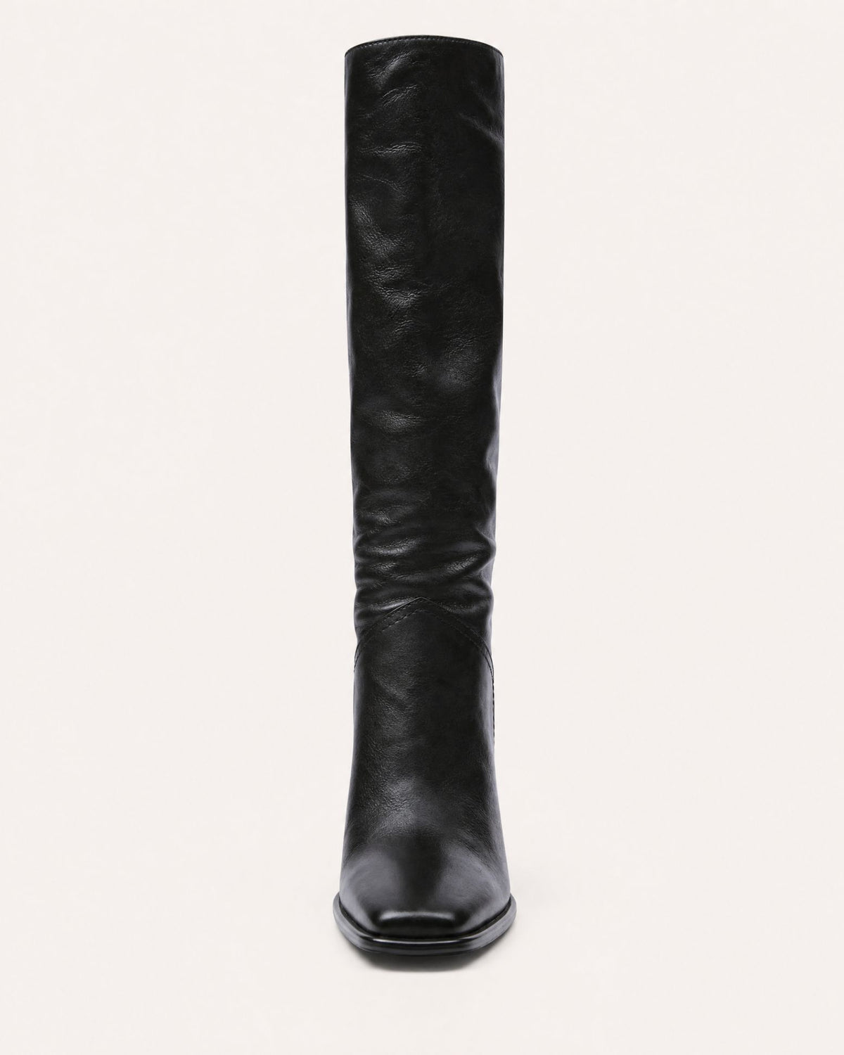 Kira Pull-On Square-Toe Leather Knee-High Boots