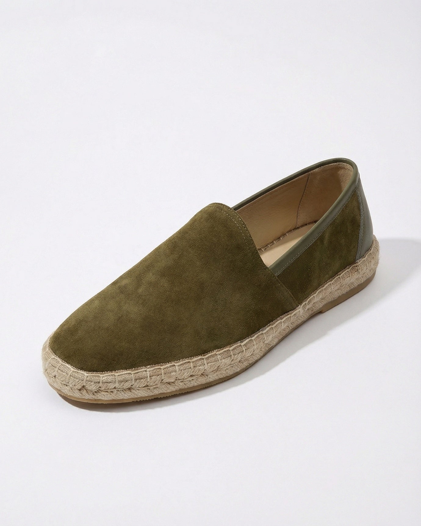 Mykonos Army Green Slip-On Suede Loafers Genuine Leather Casual Flats