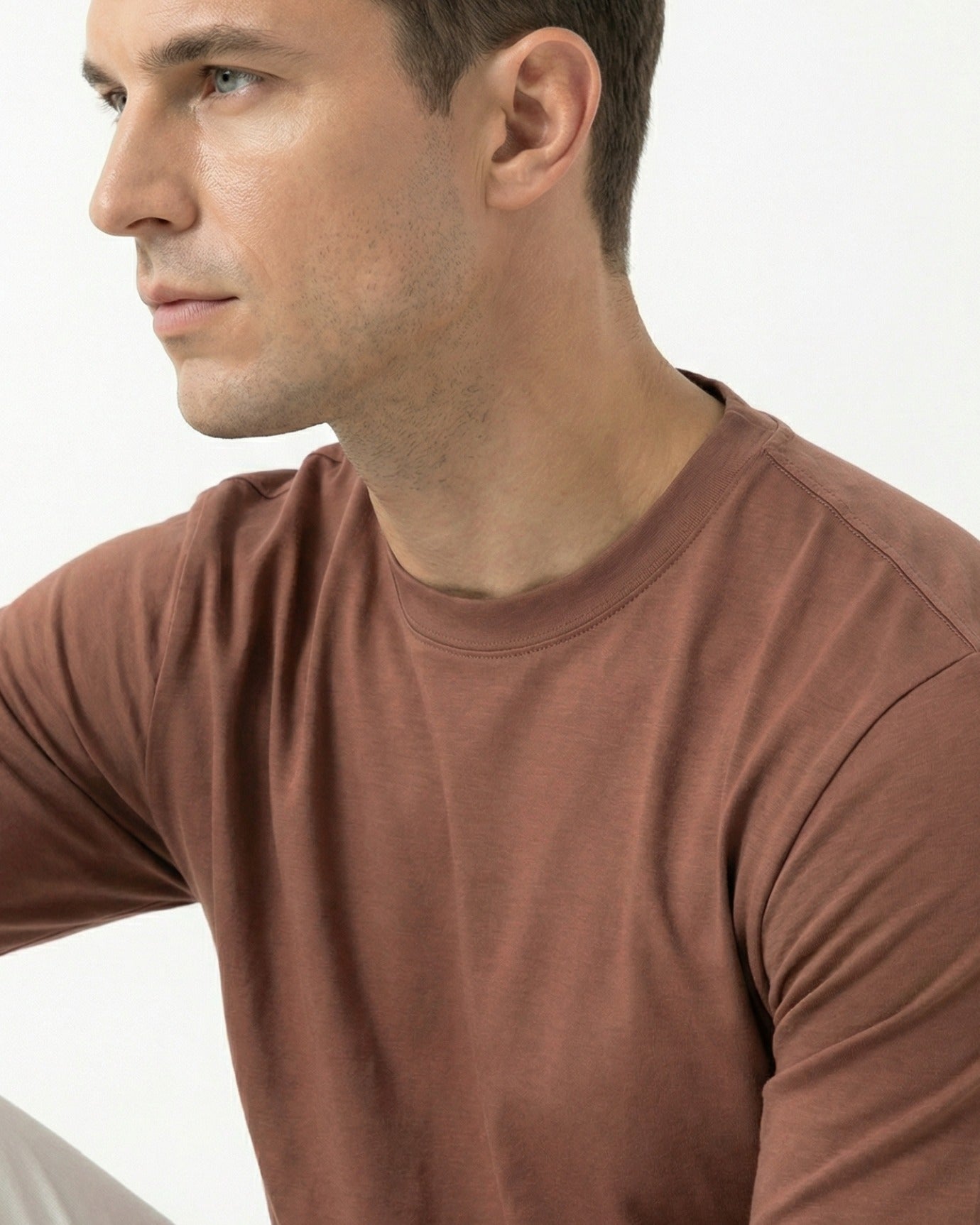 High-End Double Mercerized Lyocell Cotton Long Sleeve T-Shirt