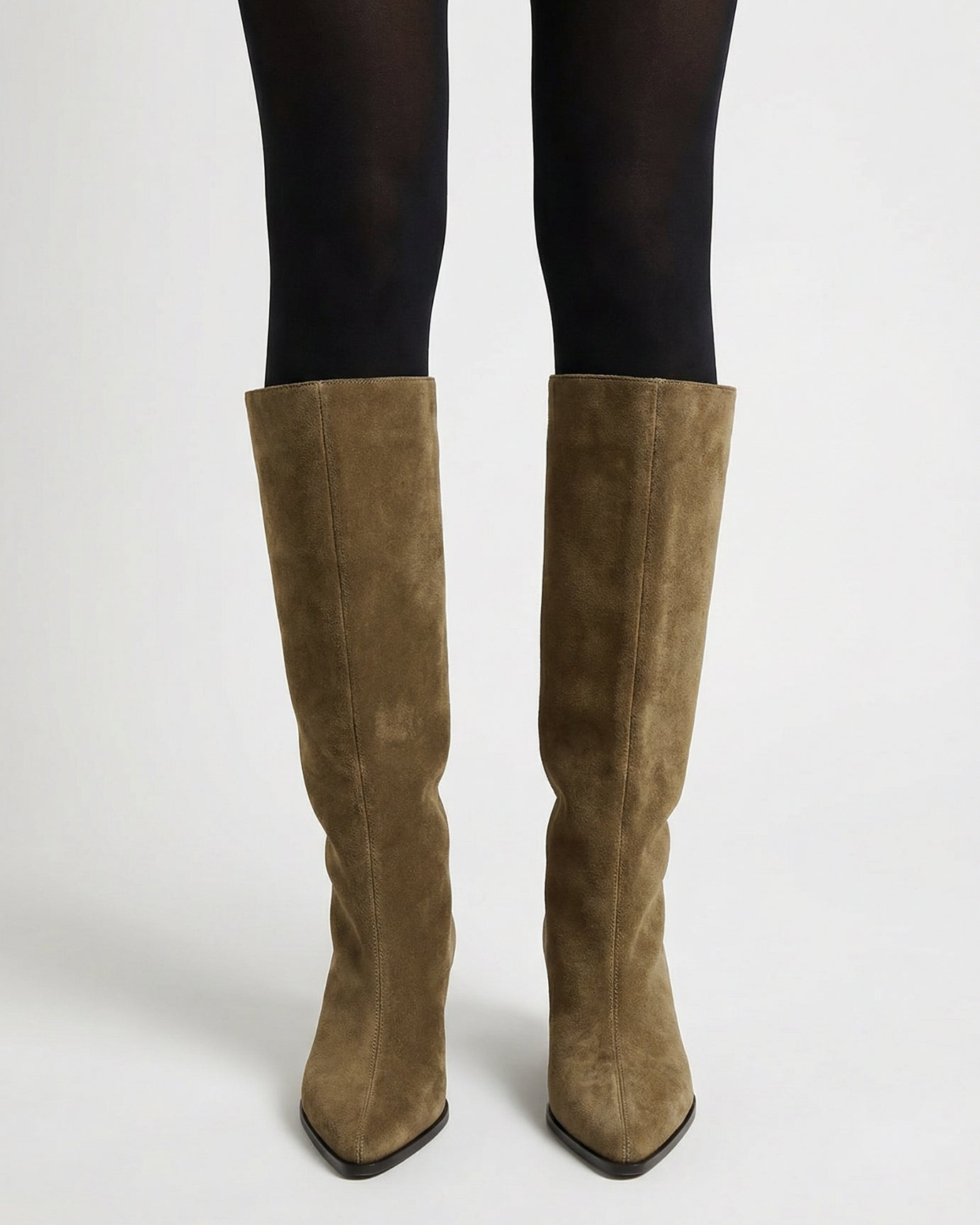 Divina Leather Boots Wide-Leg Kitten Heel Boots