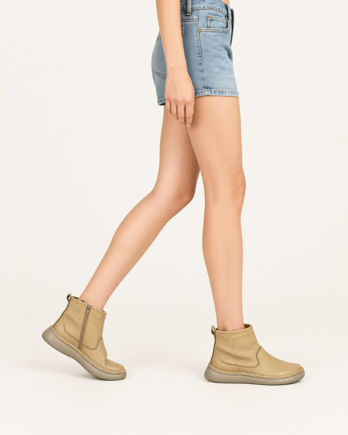 Top-Grain Leather Side-Zip Combat Boots