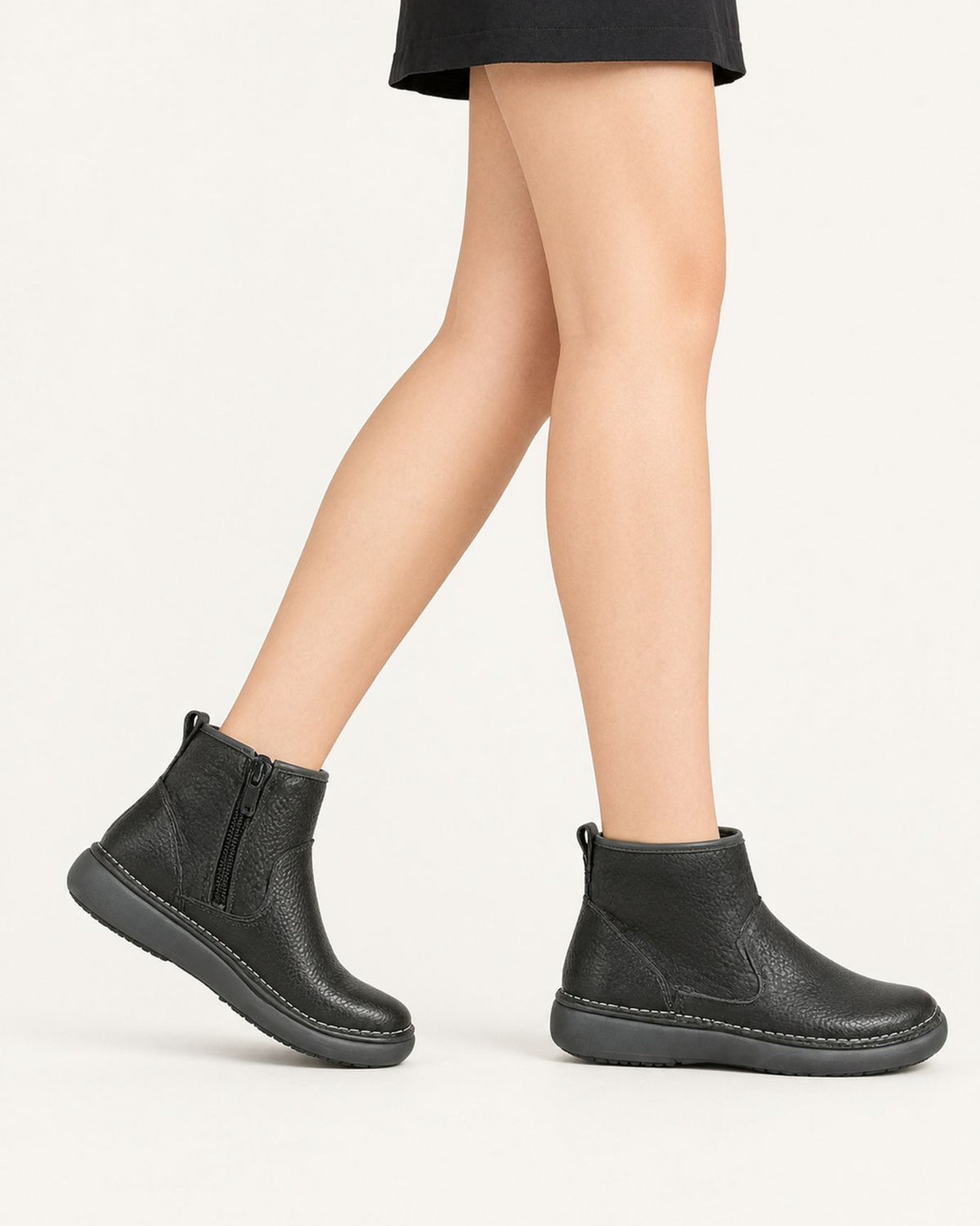 Top-Grain Leather Side-Zip Combat Boots