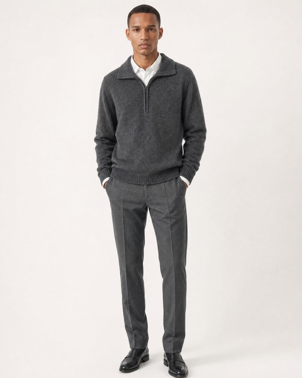 Hamptons Thick Cashmere Full-Zip Knit Sweater