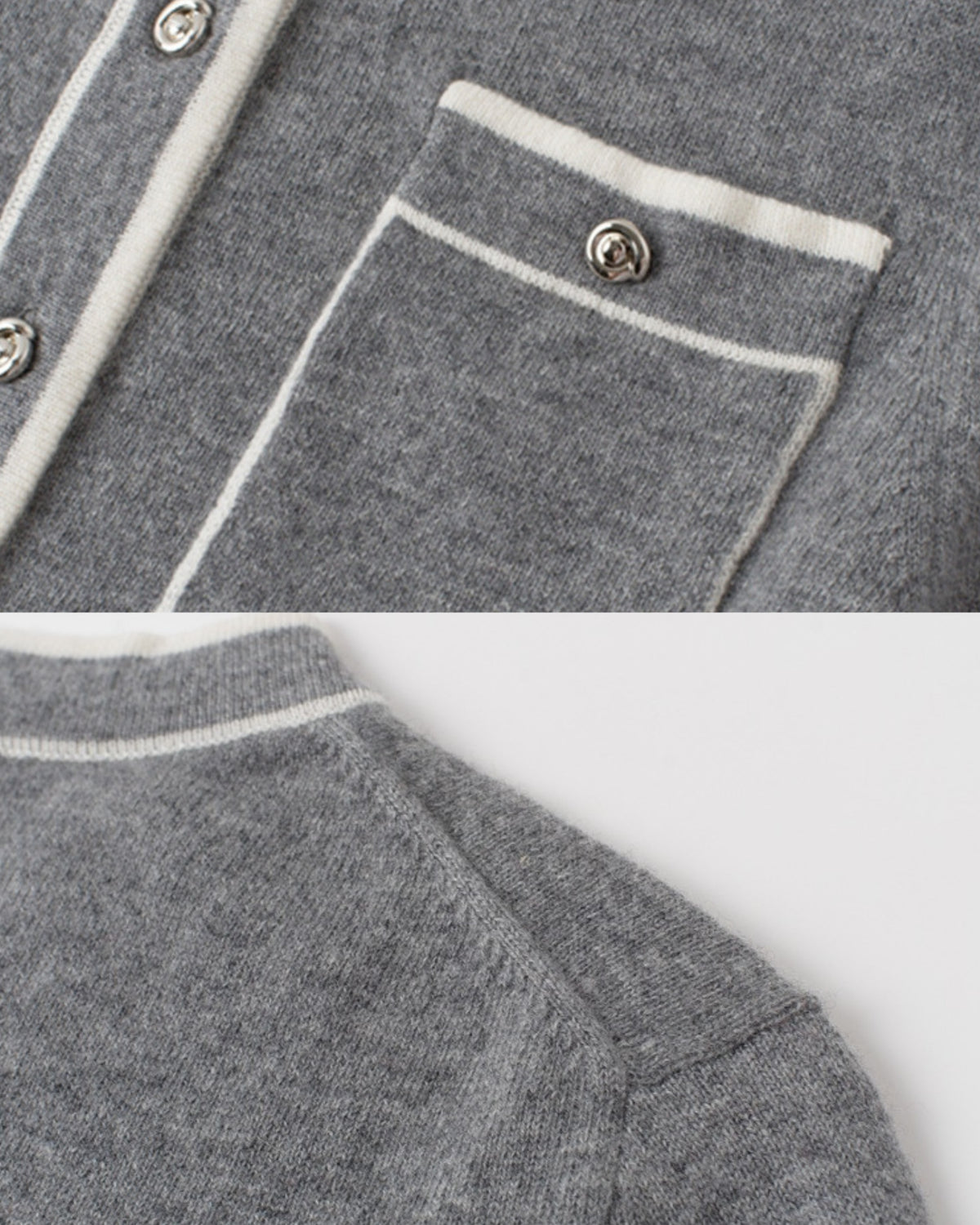 Cashmere Gray Colorblock Knit Cardigan