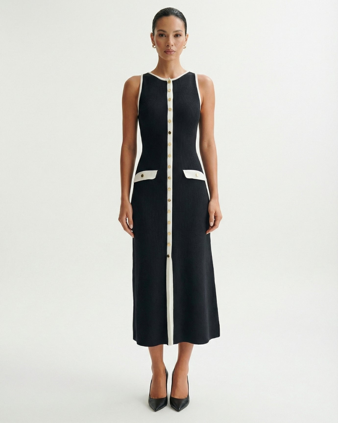 Old Money Knitted Black Dress