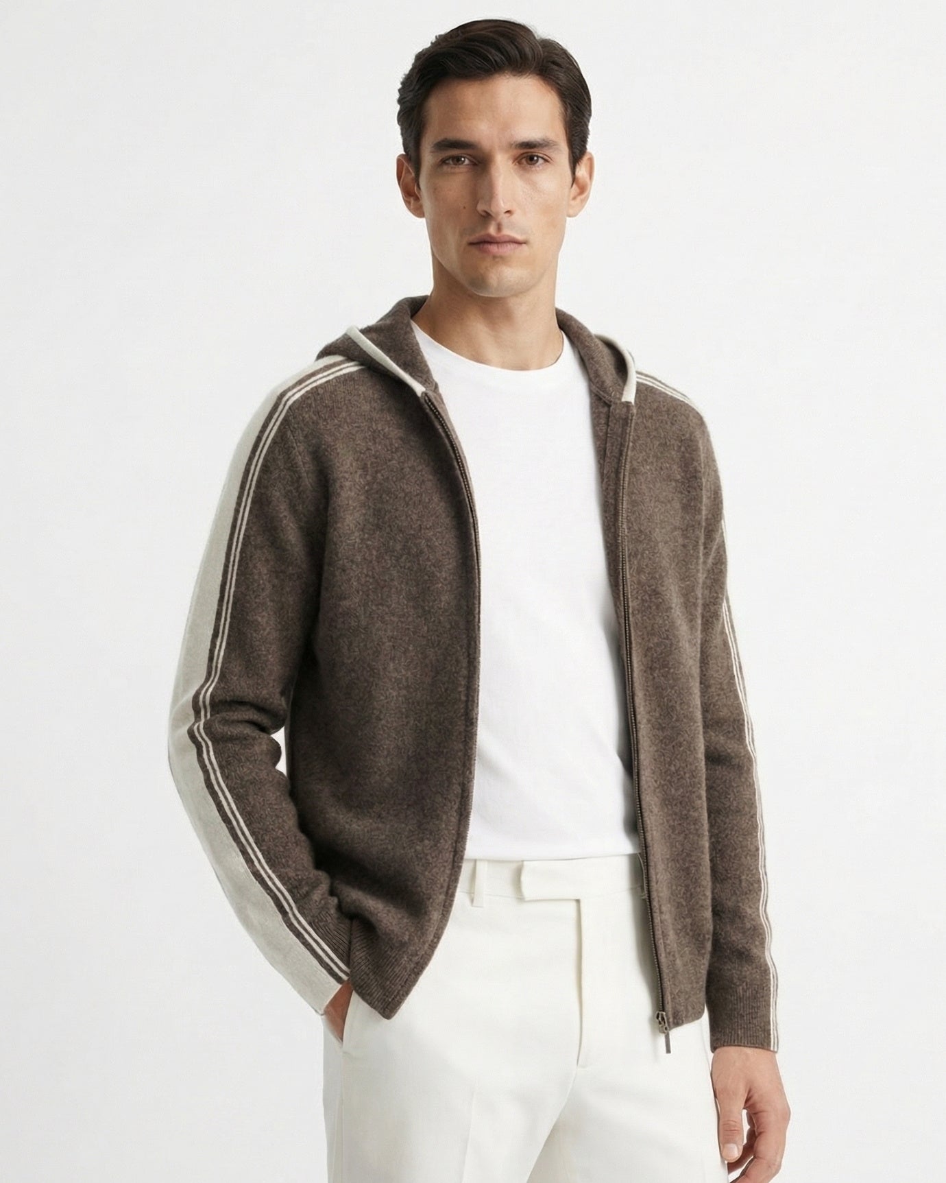 Wool & Cashmere blend hooded zipper