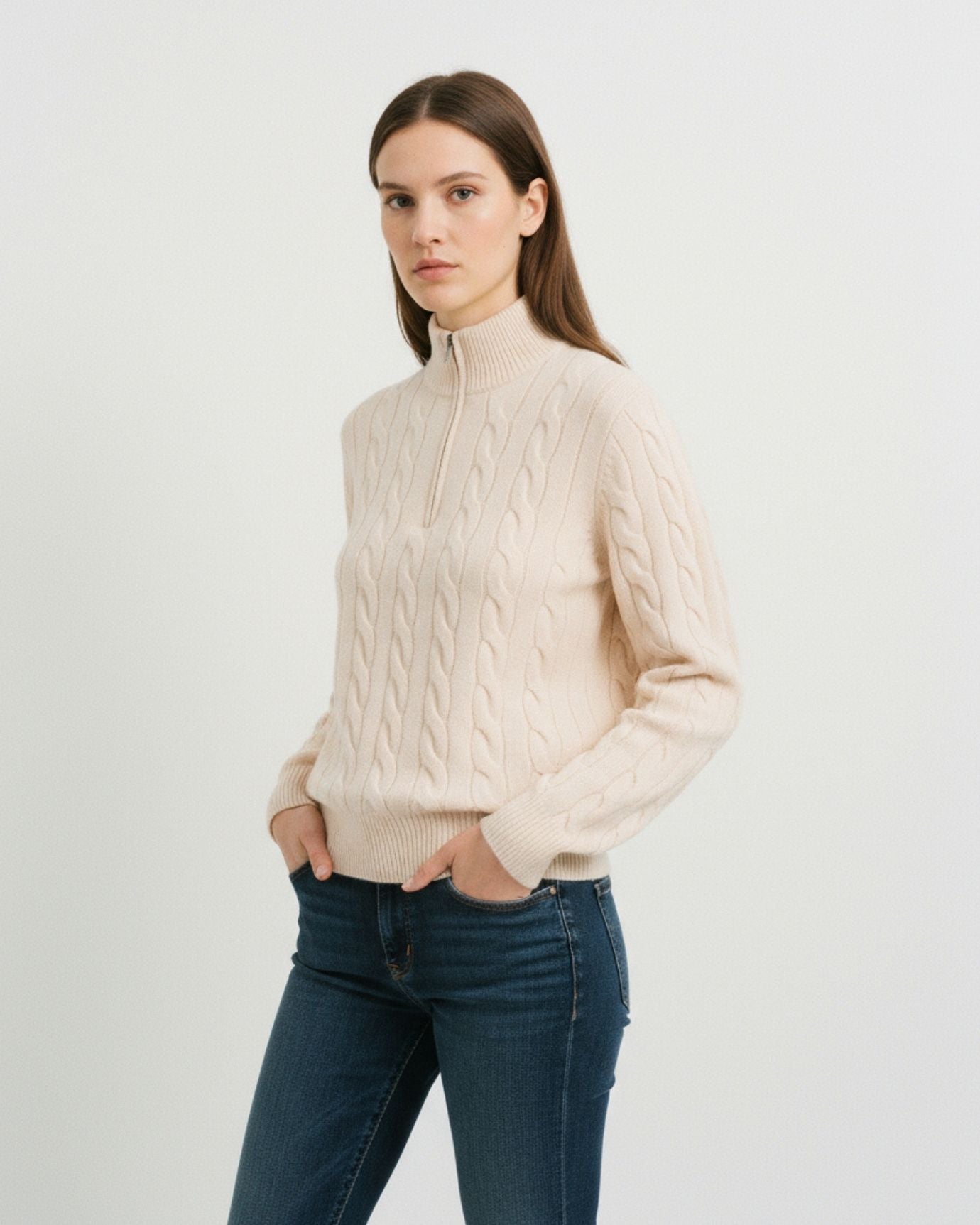 Cashmere Sweater Zipper Turtleneck