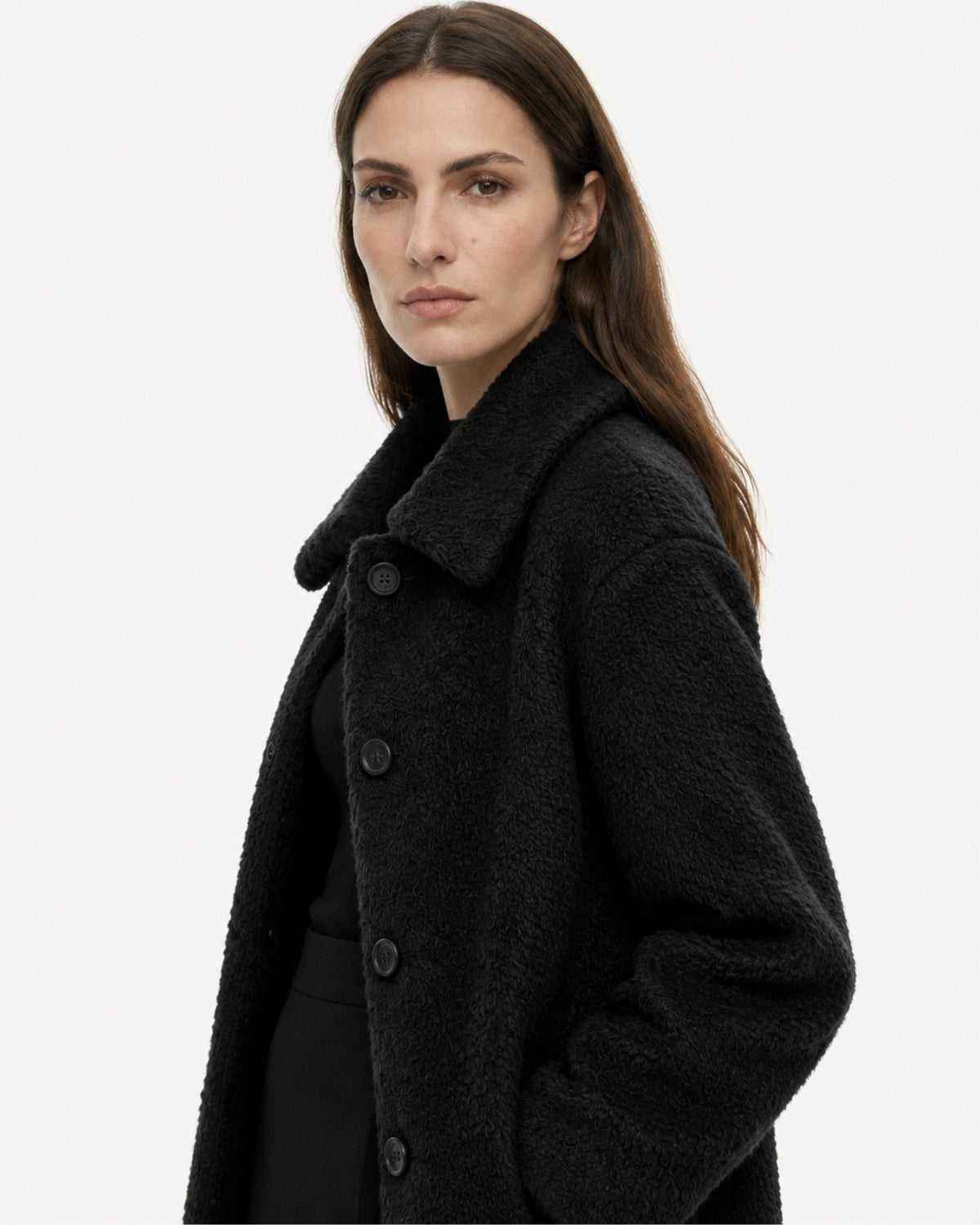Relaxed Fit Mid-Length Suri Alpaca Coat