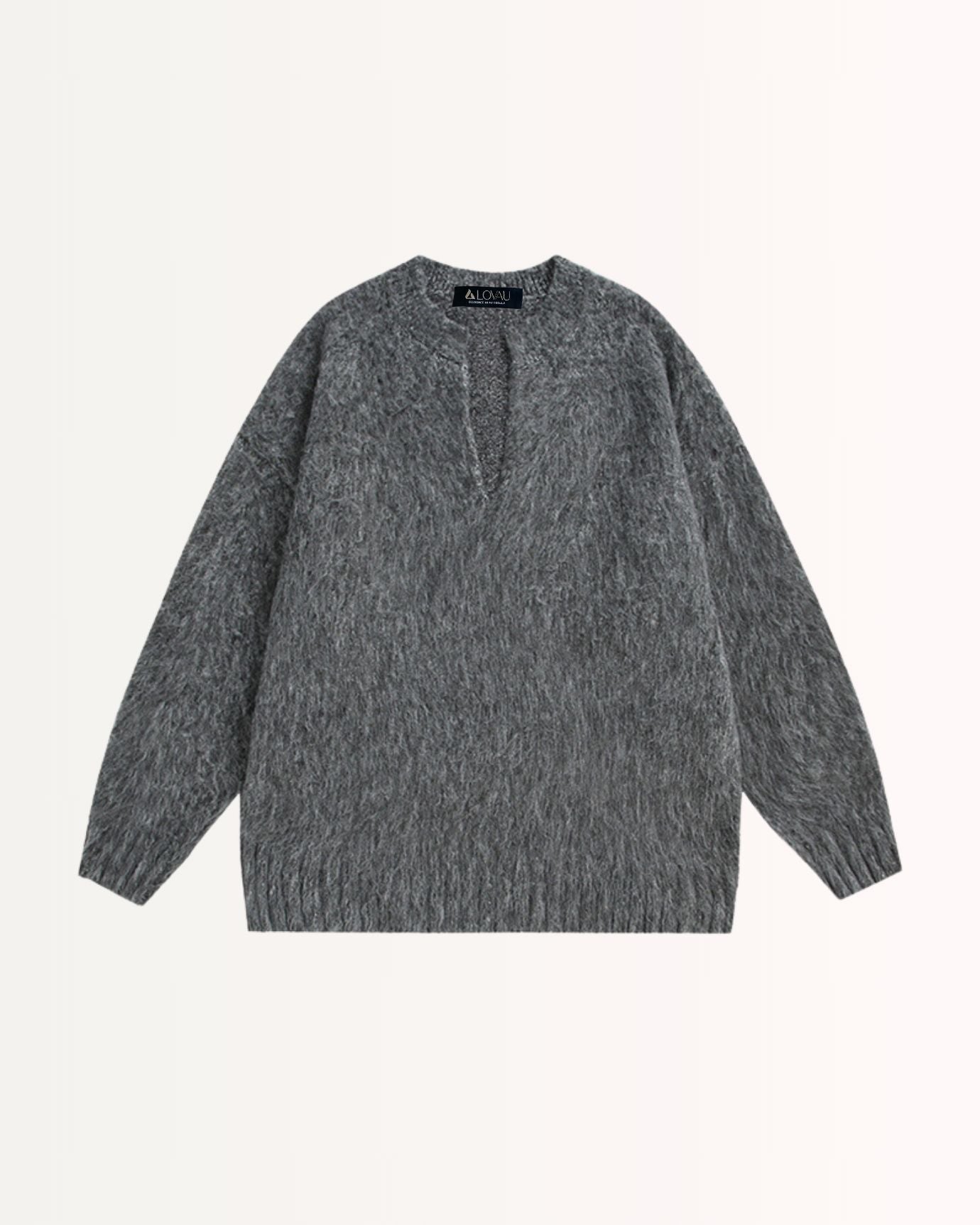 Retro Pullover Sweater Dark Grey