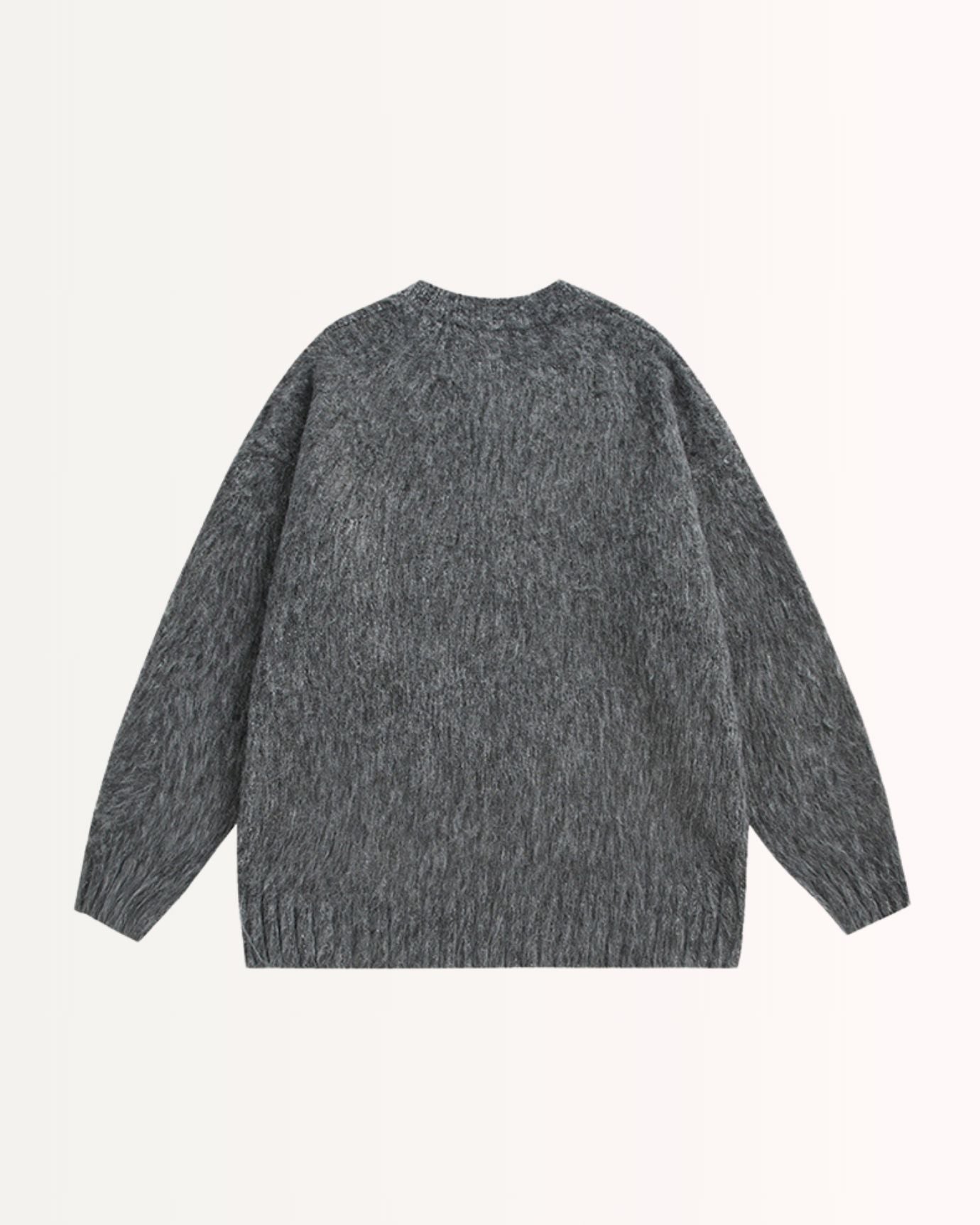 Back view of Retro Pullover Sweater Lovau emphasizing retro-inspired design and stitching