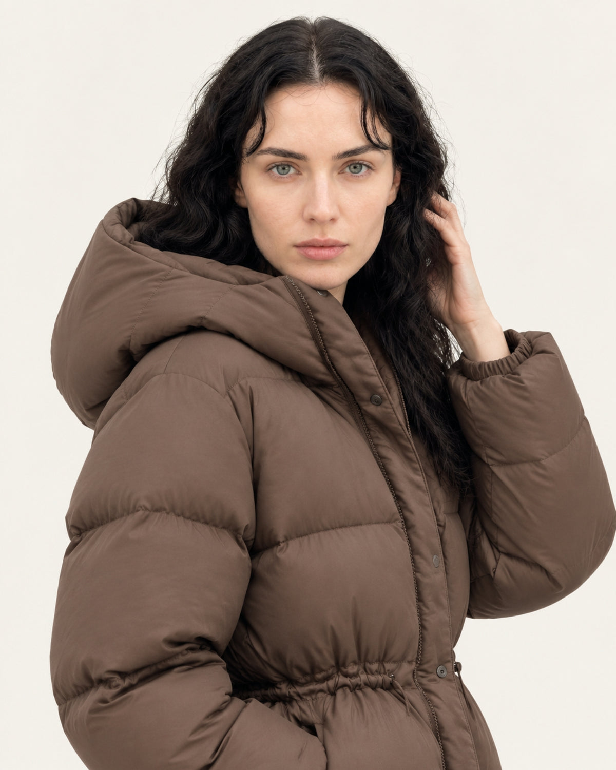 New York Mid-Length Hooded Goose Down Puffer Jacket