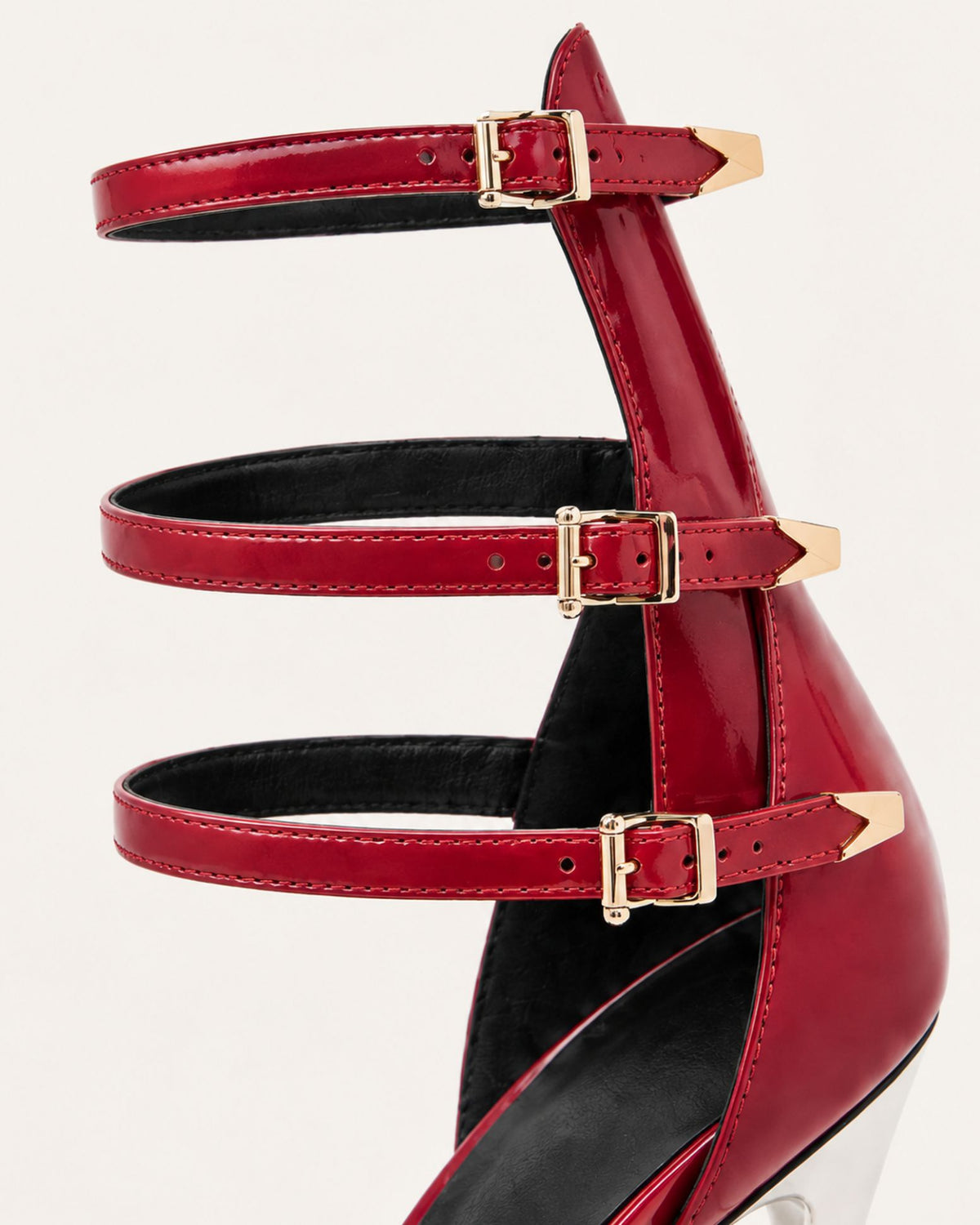 Pointed-Toe Patent Leather Ankle-Strap Pumps