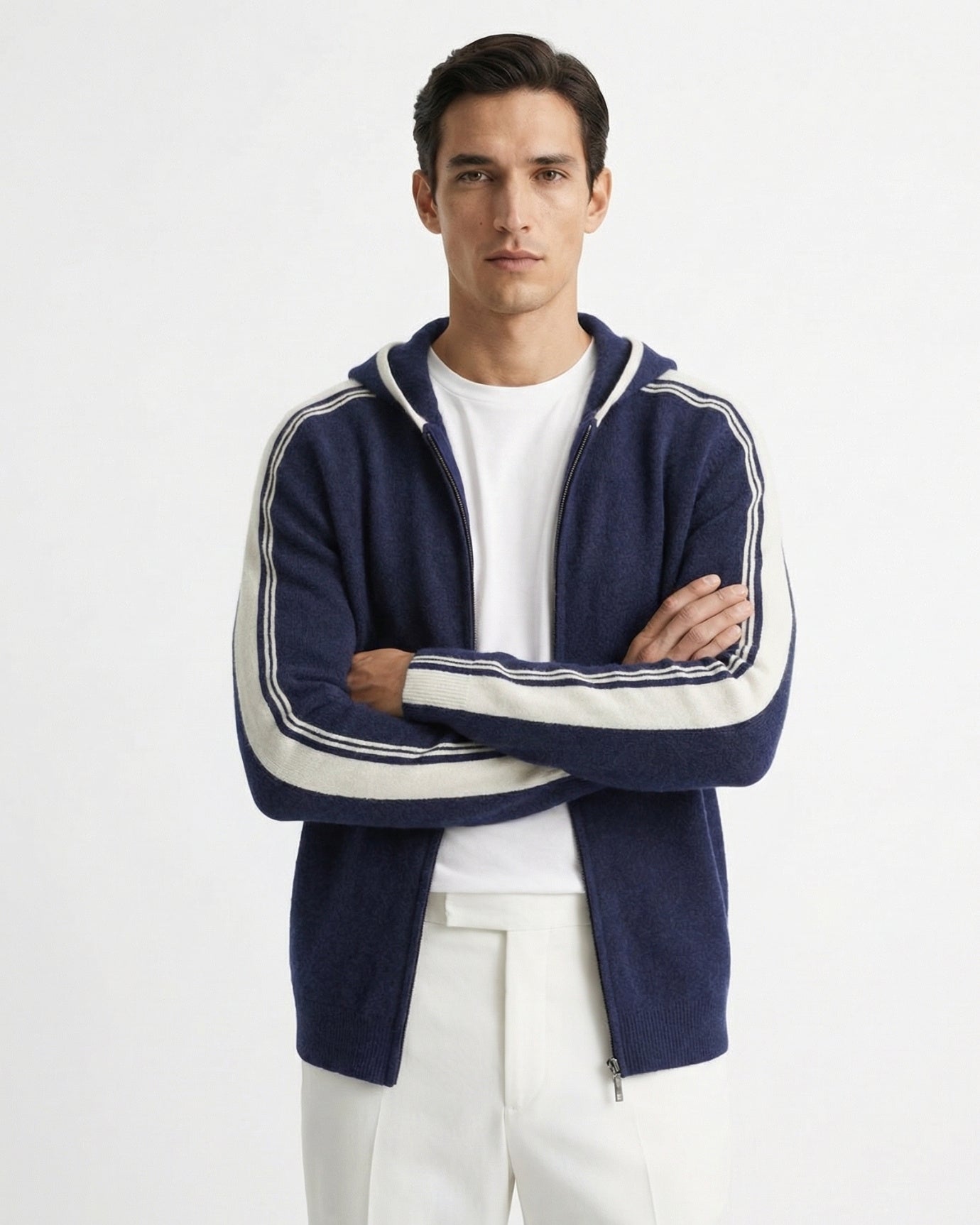 Wool & Cashmere blend hooded zipper