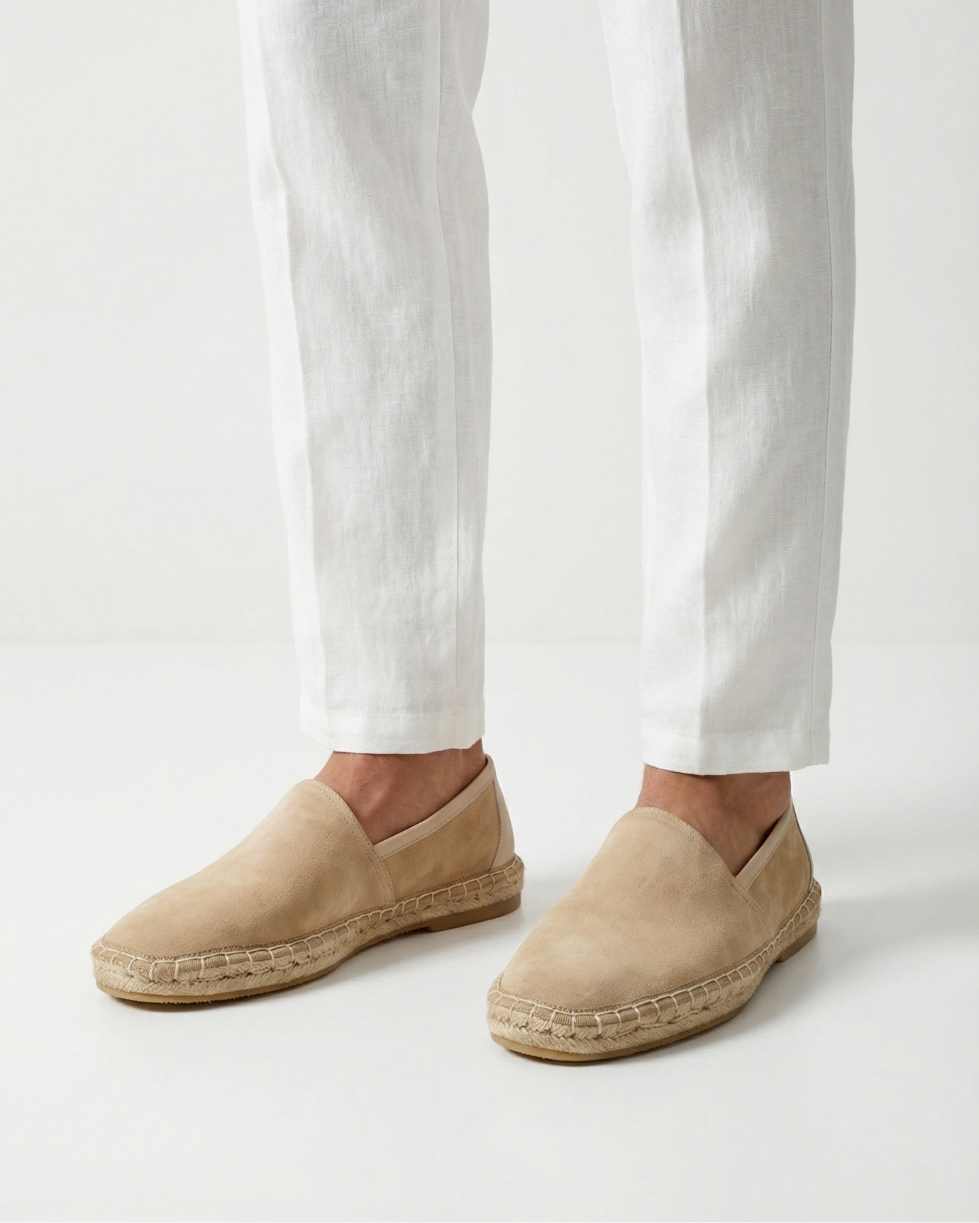 Mykonos Rice White Slip-On Suede Loafers Genuine Leather Casual Flats