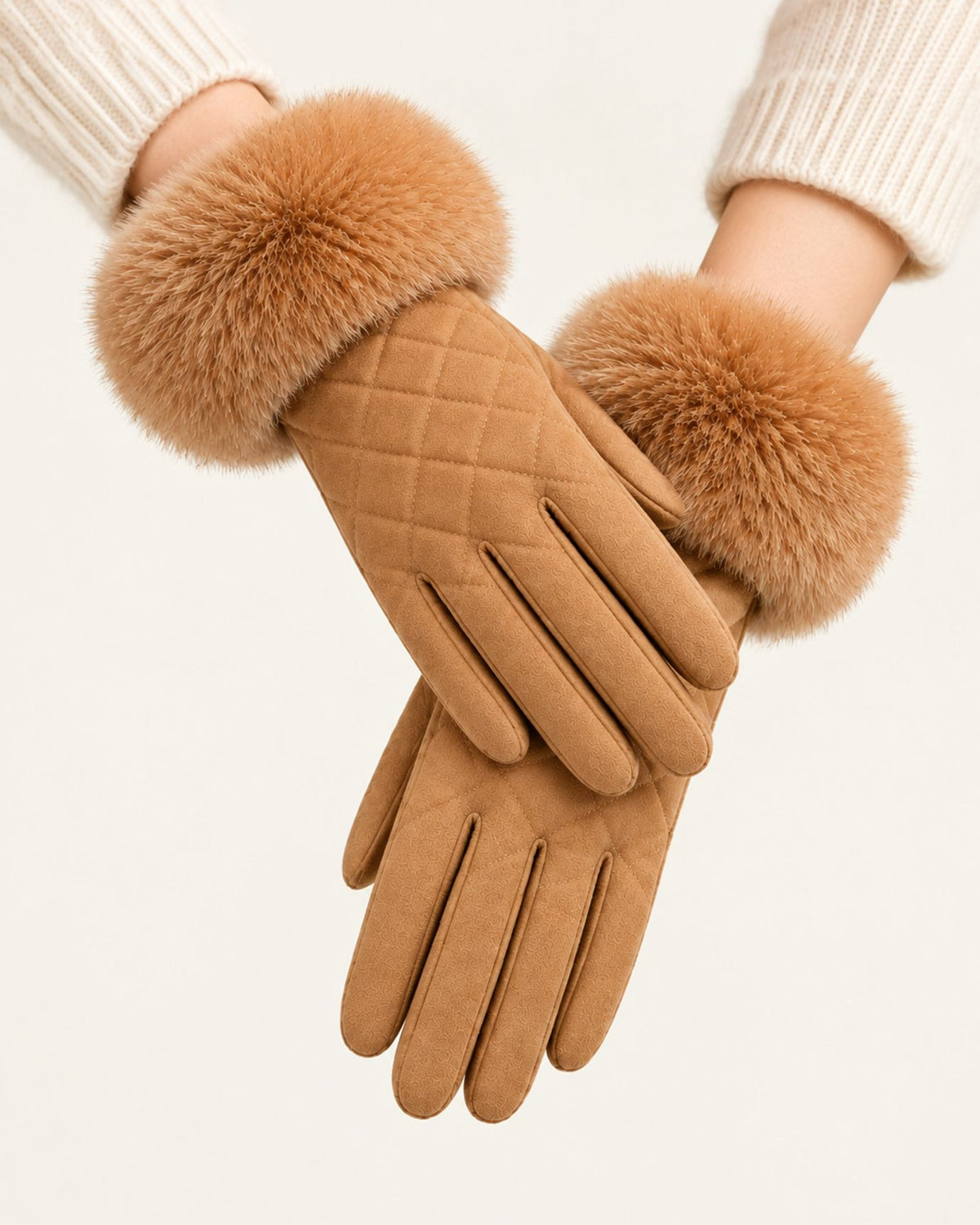 Divina Rhombus Quilted Plush Velvet Gloves
