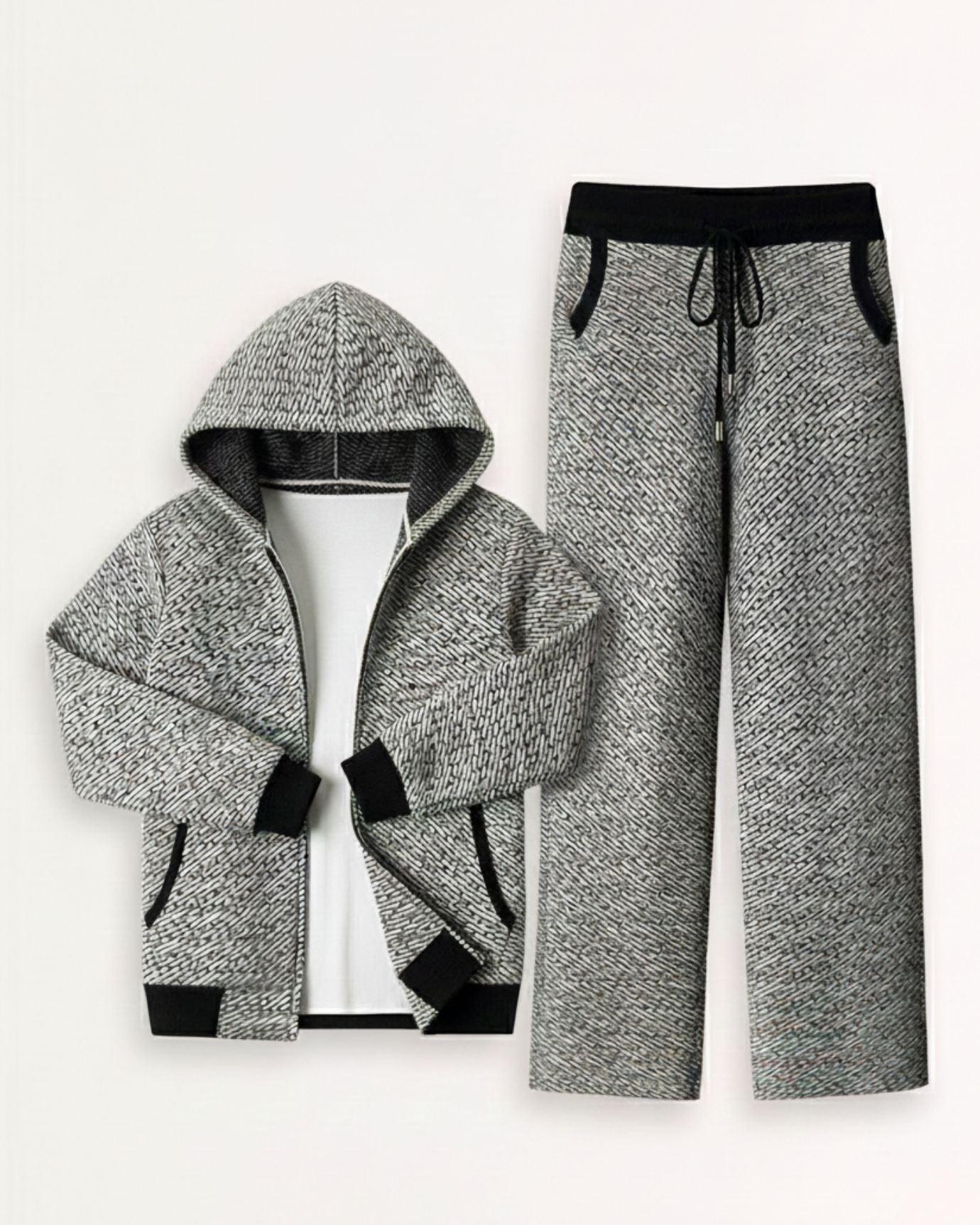 Cashmere & wool set hooded Cardigan & Pants
