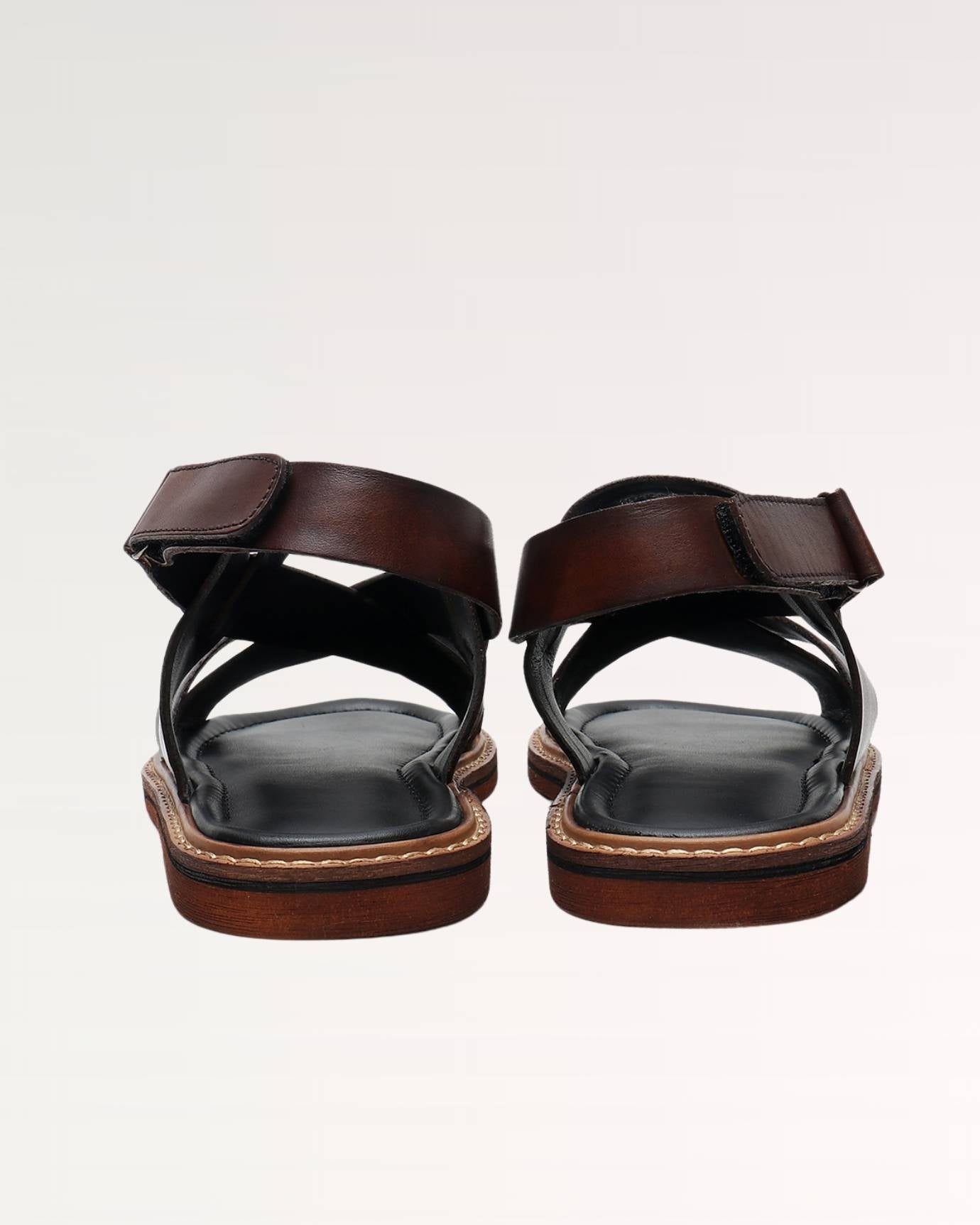 Lovau Portofino leather sandals featuring a classic buckle and smooth finish
