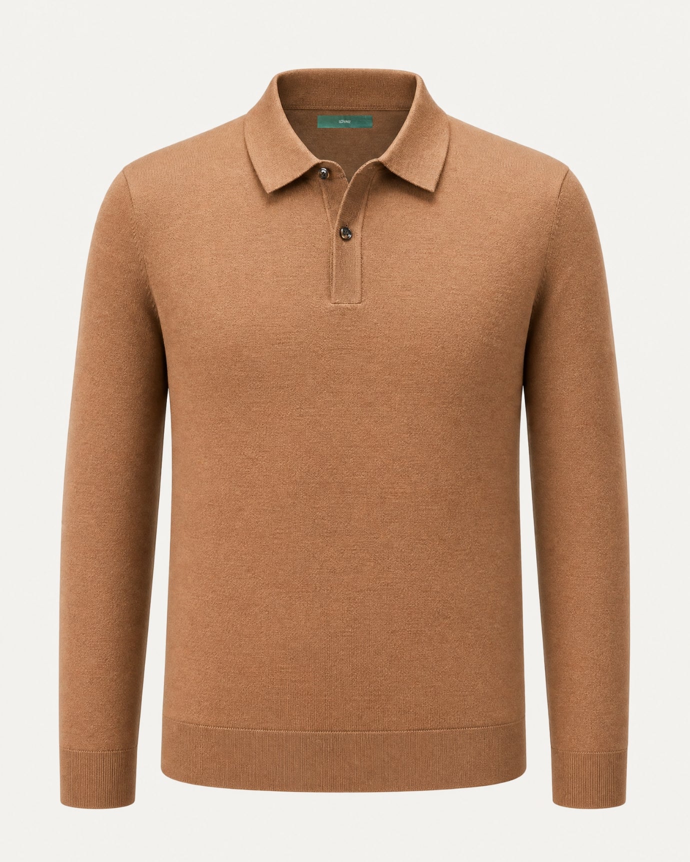 Worsted Merino Wool Long-Sleeve Polo Sweater