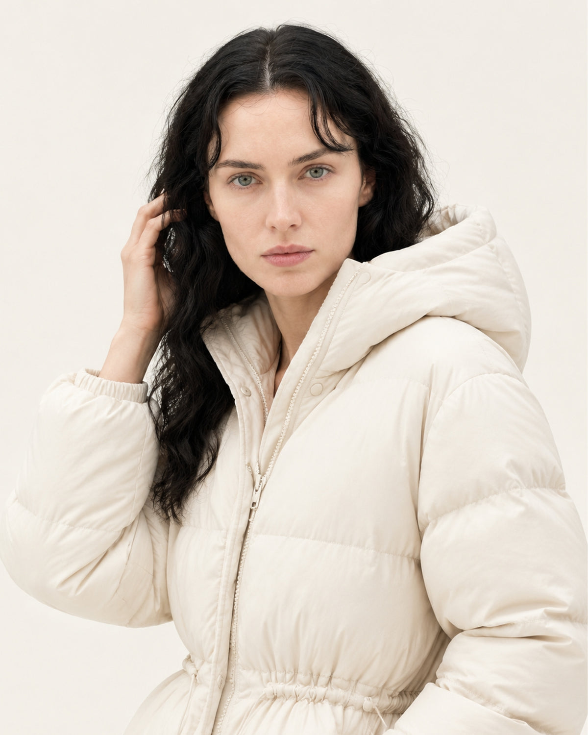 New York Mid-Length Hooded Goose Down Puffer Jacket