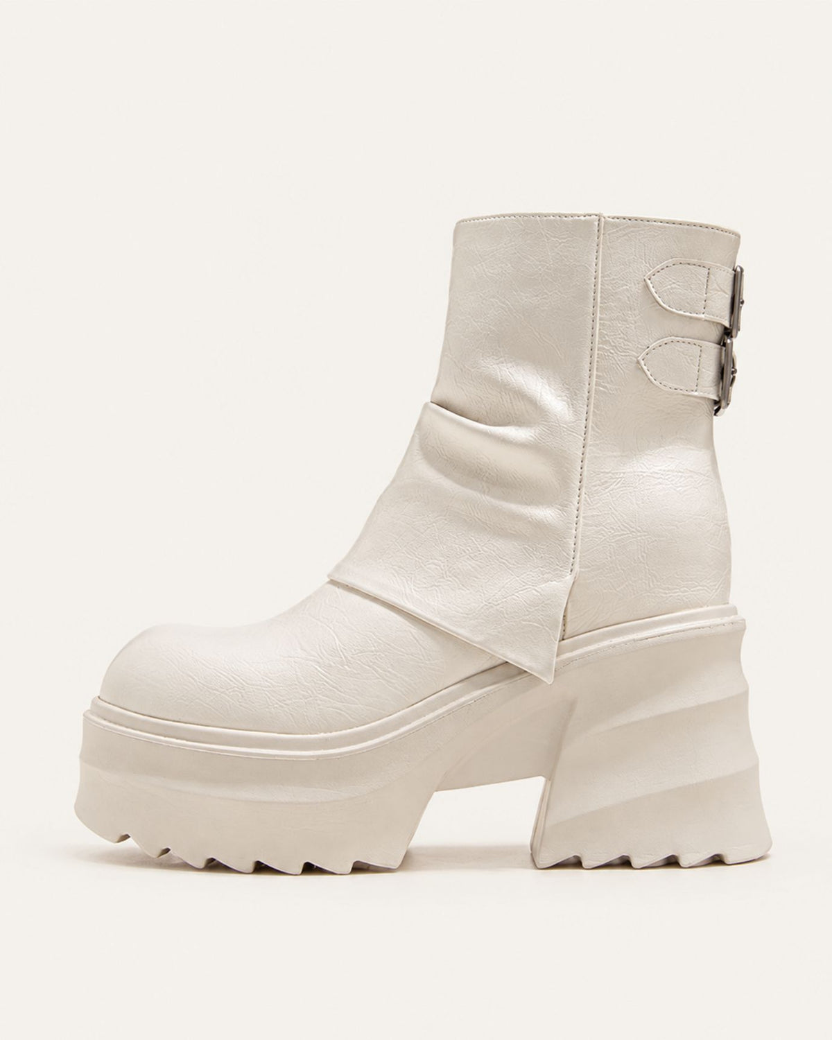Platform Block Heel Lace-Up Combat Boots