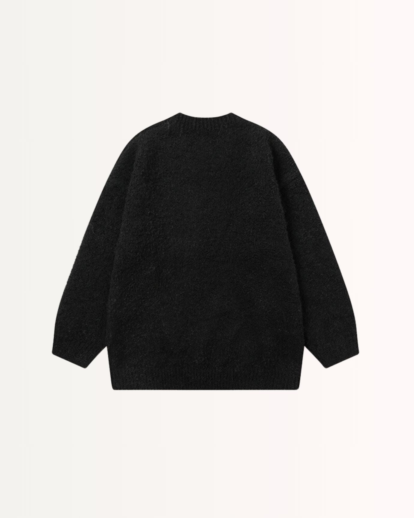 Back view of Vintage Sweater emphasizing vintage-inspired knit design