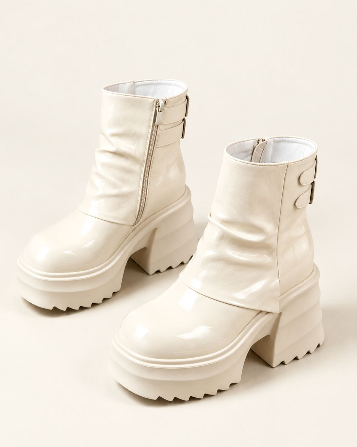 Platform Block Heel Lace-Up Combat Boots
