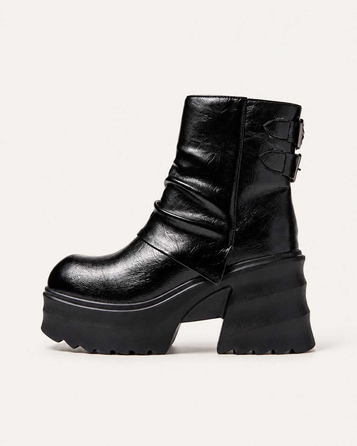 Platform Block Heel Lace-Up Combat Boots
