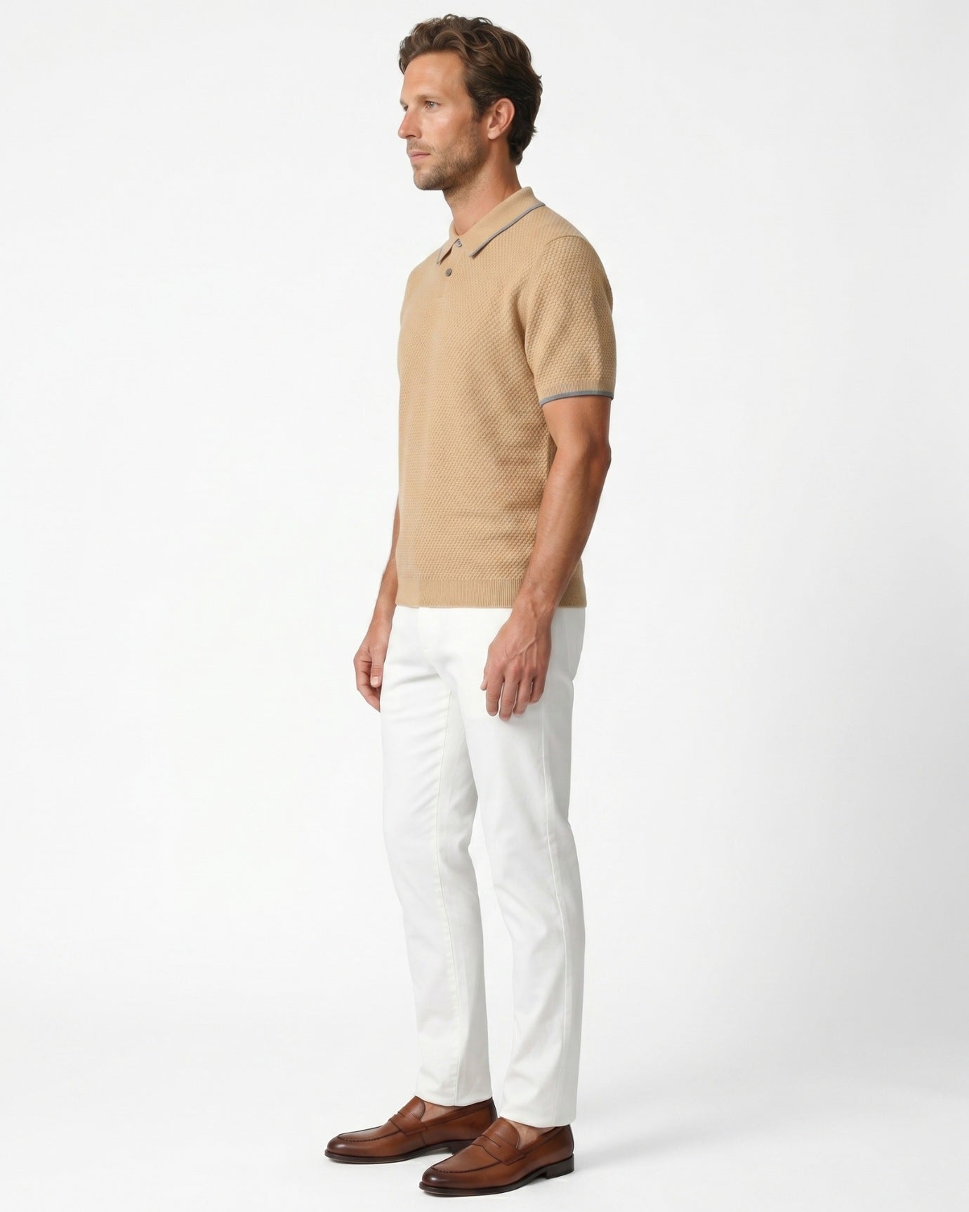 Kaschmir-Polo-Shirt, Kurzarm, Business Casual