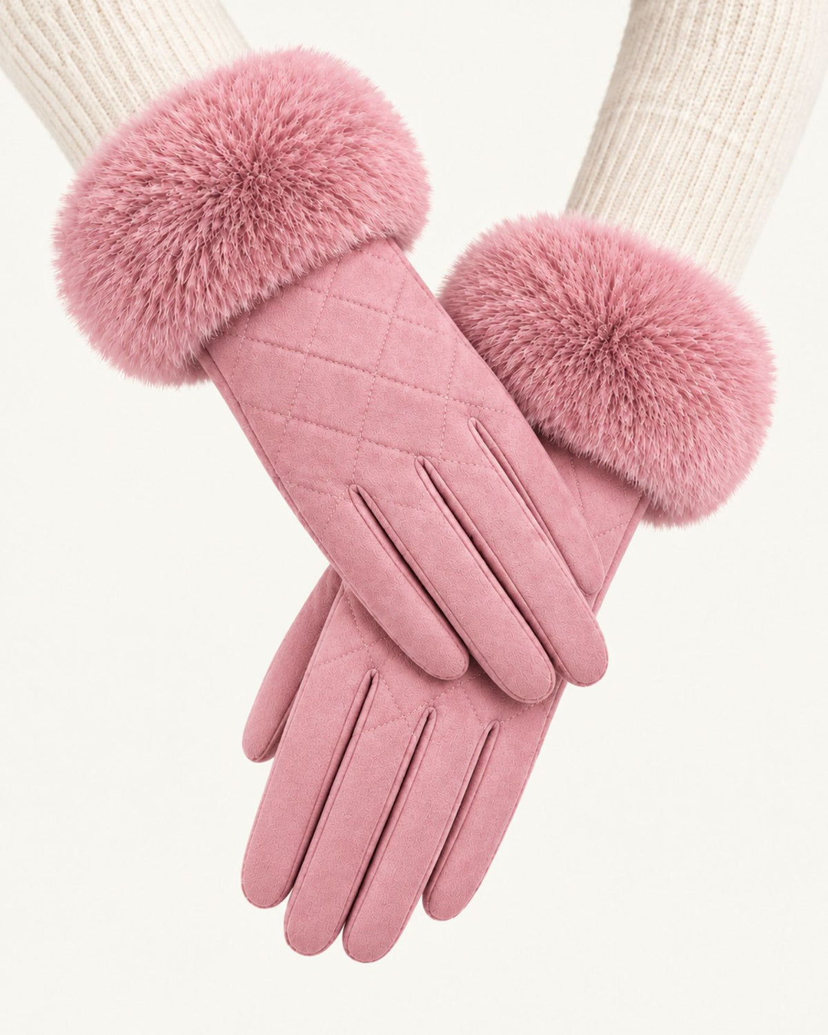 Divina Rhombus Quilted Plush Velvet Gloves