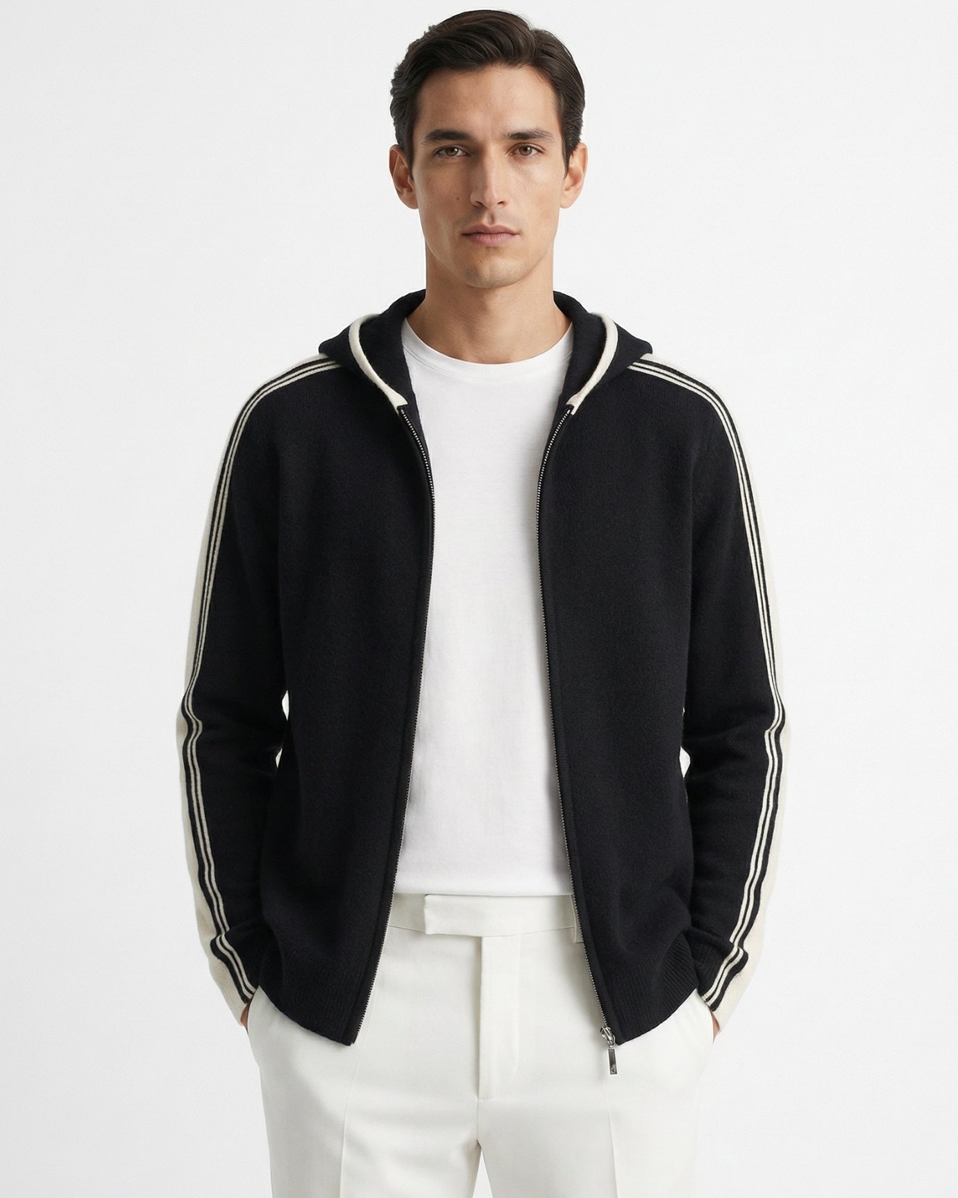 Wool & Cashmere blend hooded zipper