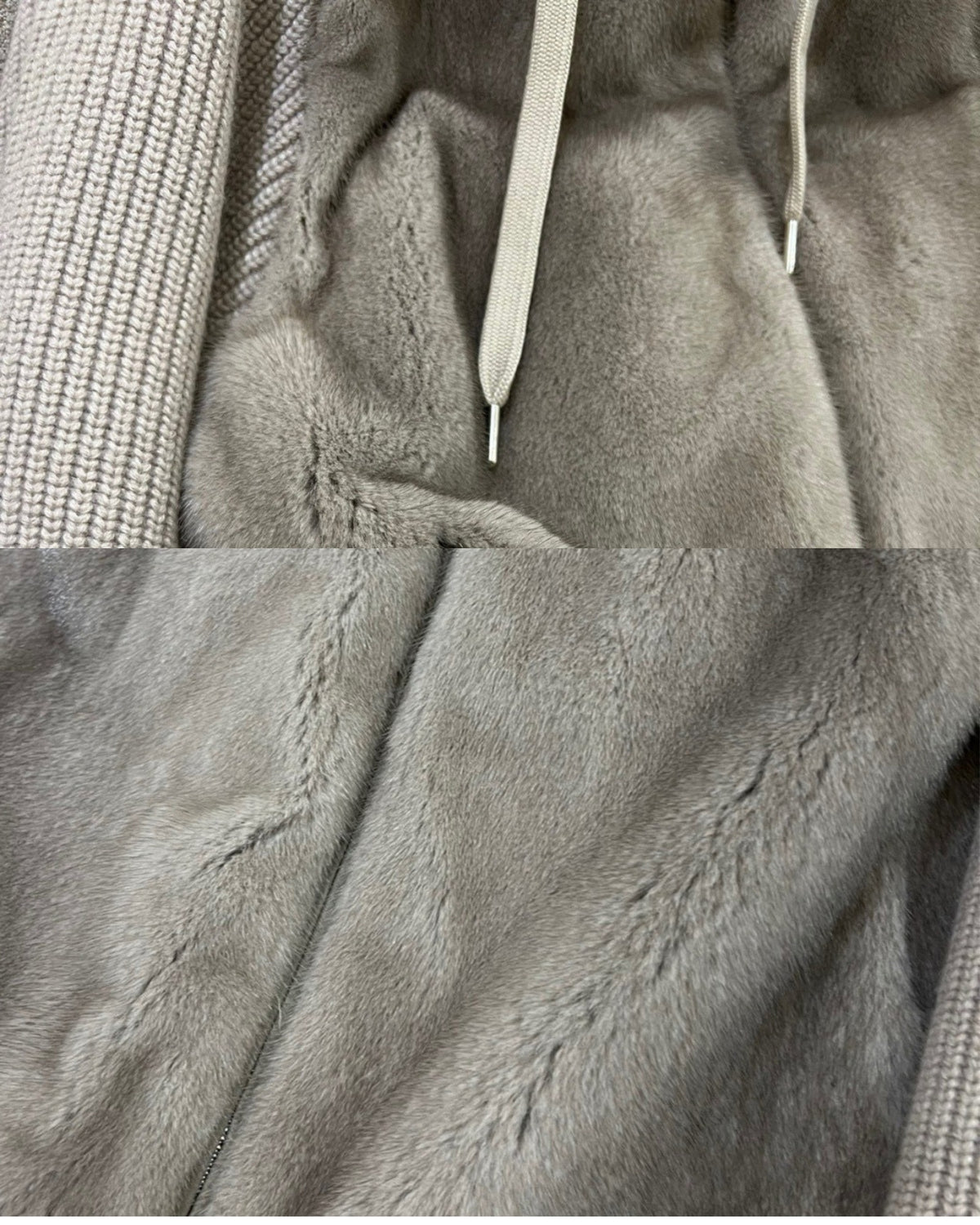 Heavyweight Hooded Knit Mink Down Coat