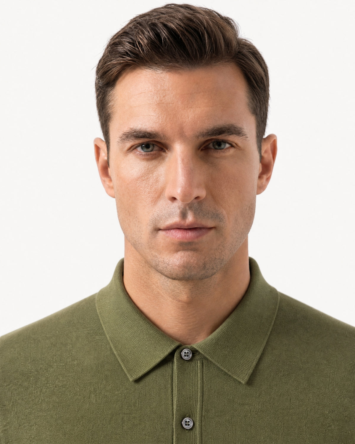 Worsted Merino Wool Long-Sleeve Polo Sweater