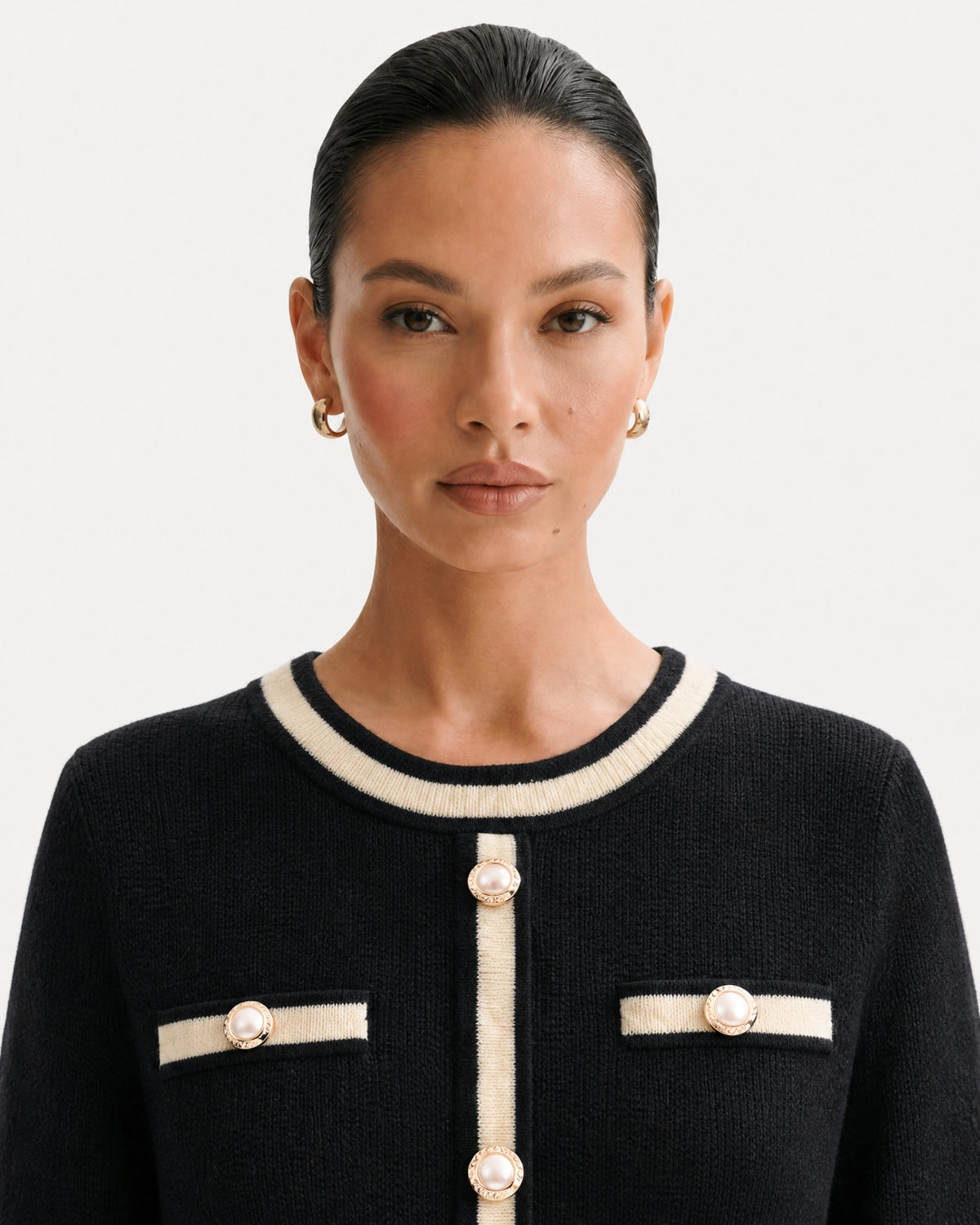 Classic Elegant Knit Little Black Dress Long Sleeve